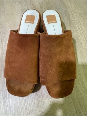 Dolce Vita Suede Slide Sandals in Rust